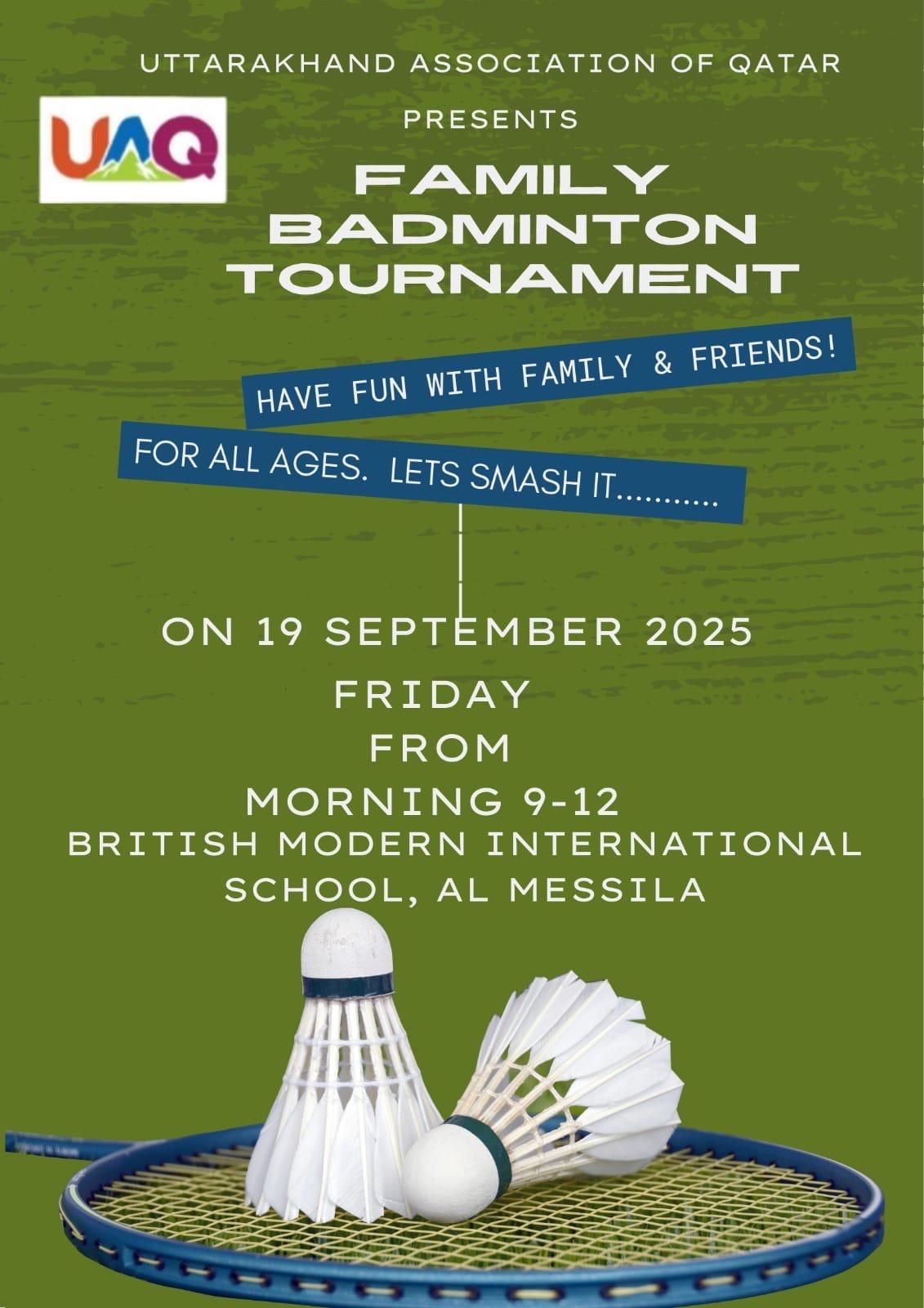 Badminton Tournament- 19 Sept-2025